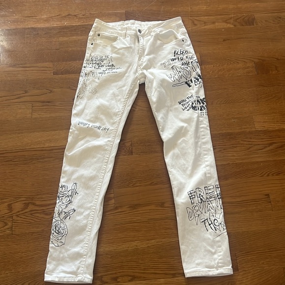Young and Reckless white printed skinny jeans size 30 good condition - Picture 12 of 13